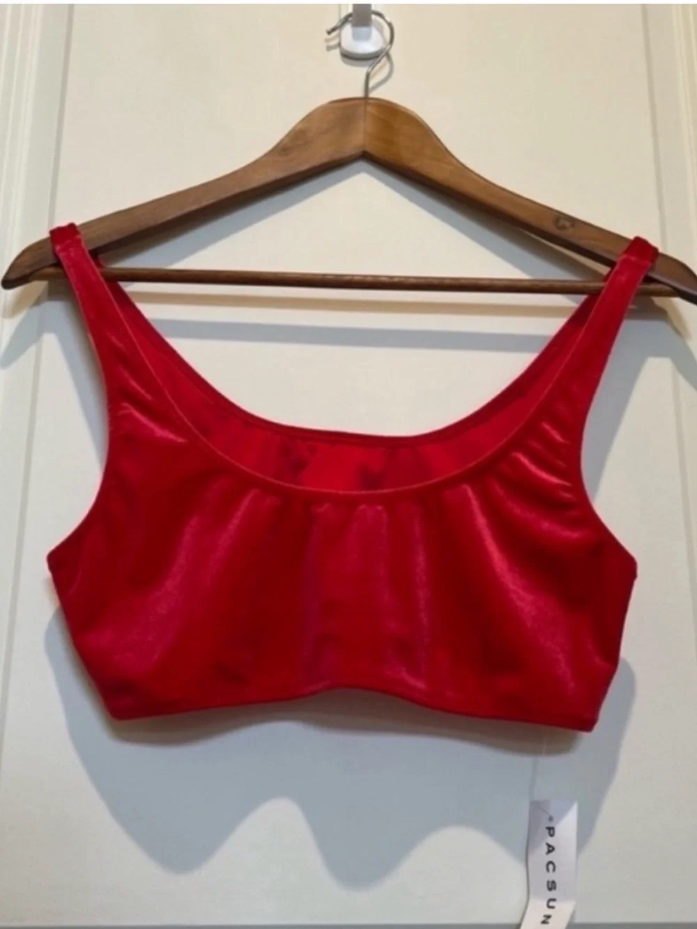 NEW Kendall & Kylie Velour Top Red Size Large Lingerie Bra